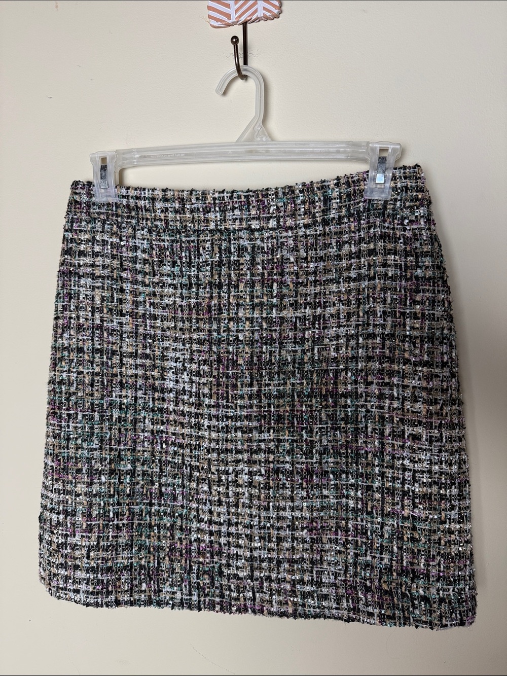 NWT Ann Taylor Factory Lined Multicolor Tweed Skirt Womens Size 10P sparkle